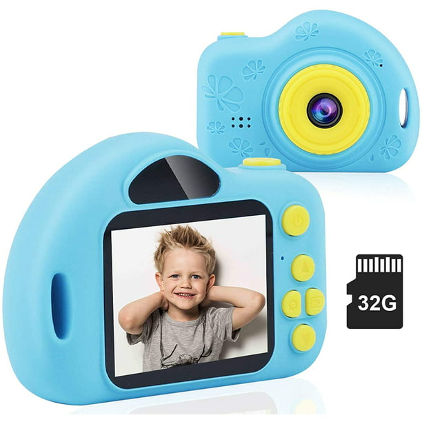 CHUNXU Kids Camera,Digital Video Camera for 3-10 Years Old Girls Boys,32GB SD Card Rechargeable Battery Compact Cameras for Children Birthday Blue